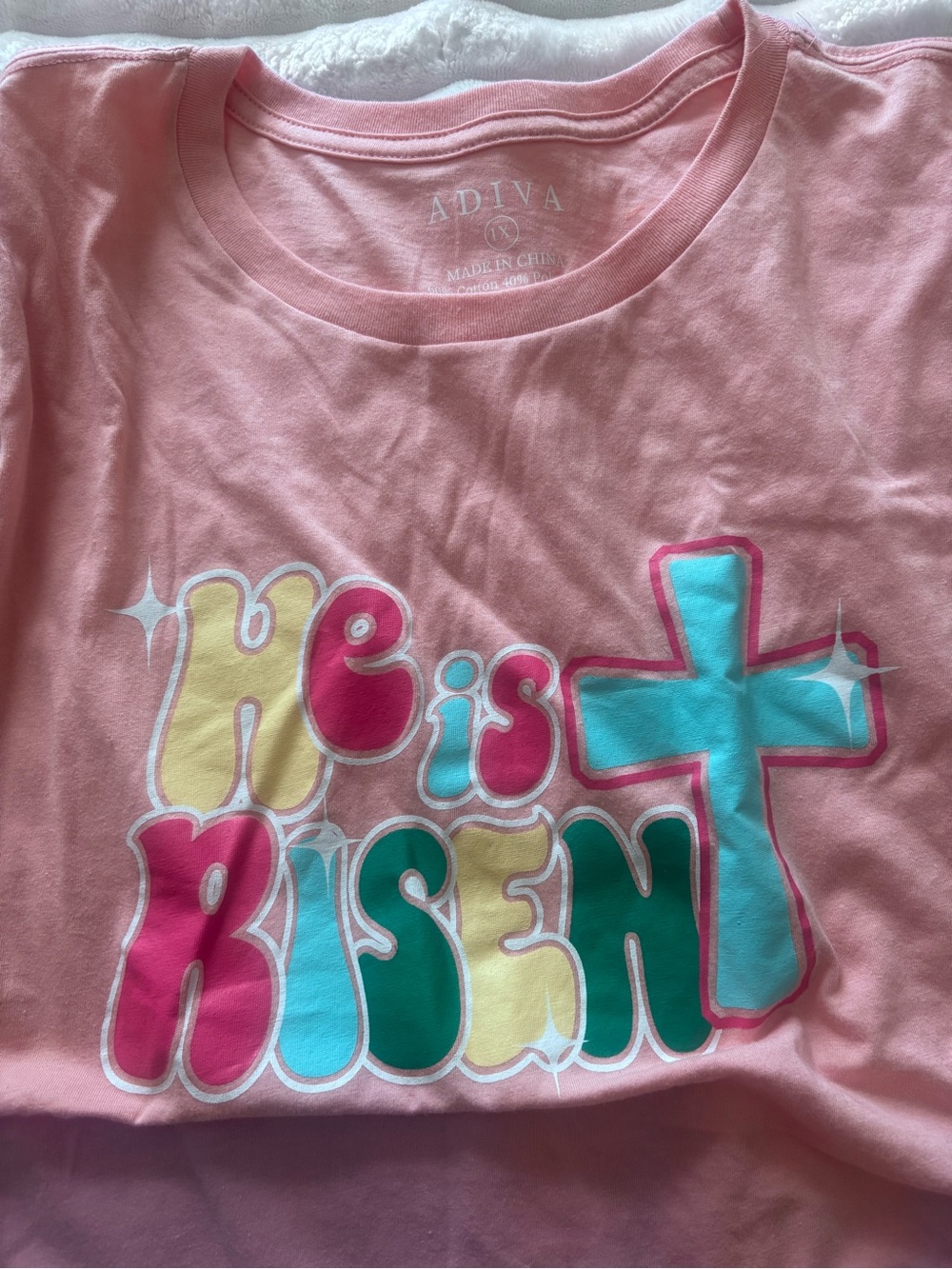 Pink Graphic Tee with Blue Accent